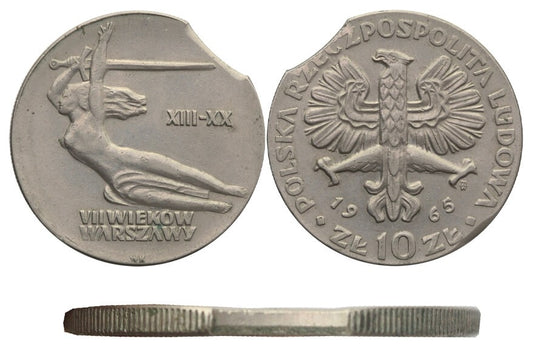 Destrukt, 10 zł Warszawska Nike, 1965, końcówka blachy